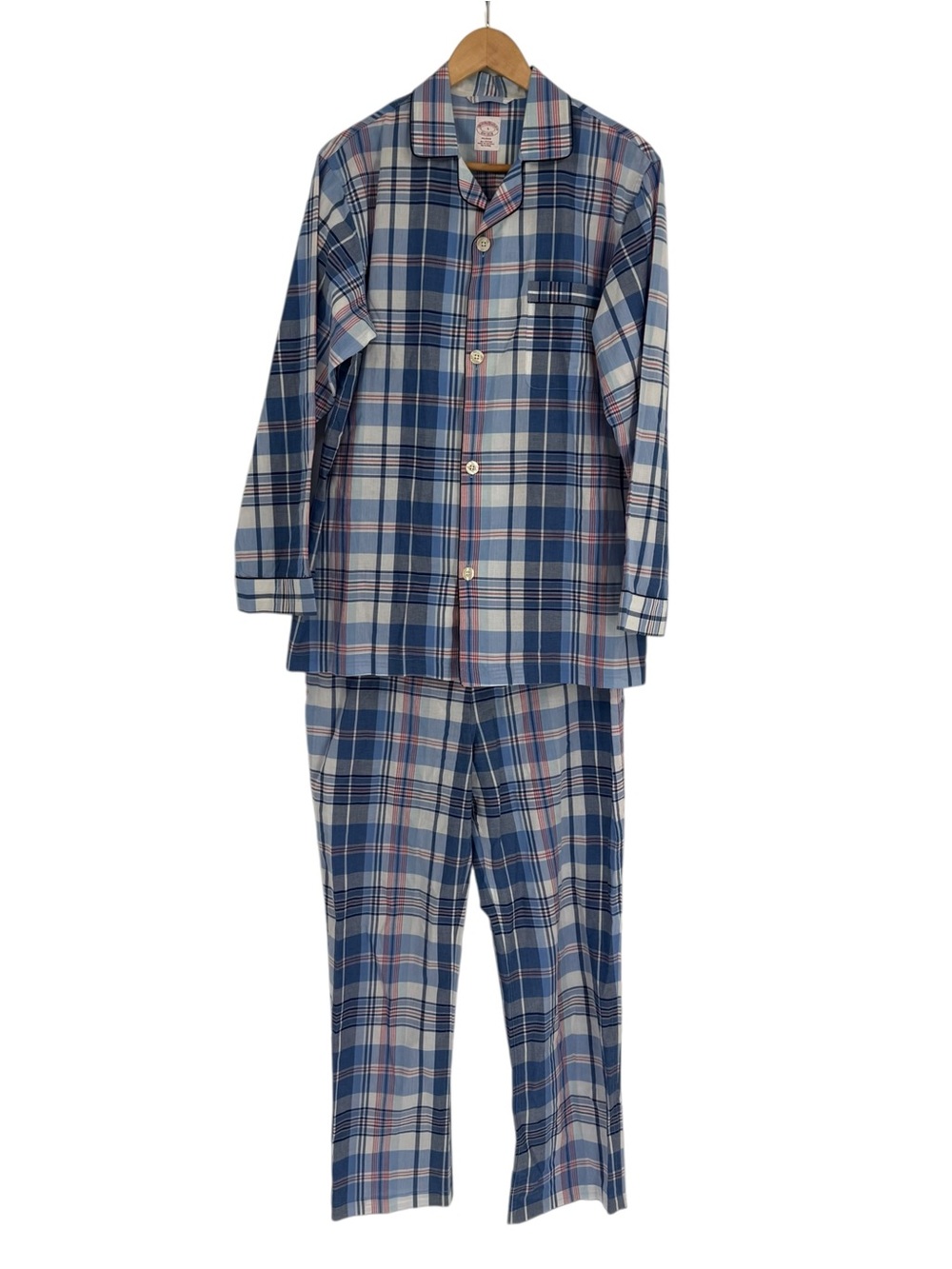 BROOKS BROTHERS Men’s Plaid Long Sleeve Draw String Pajama Set Size S Cotton